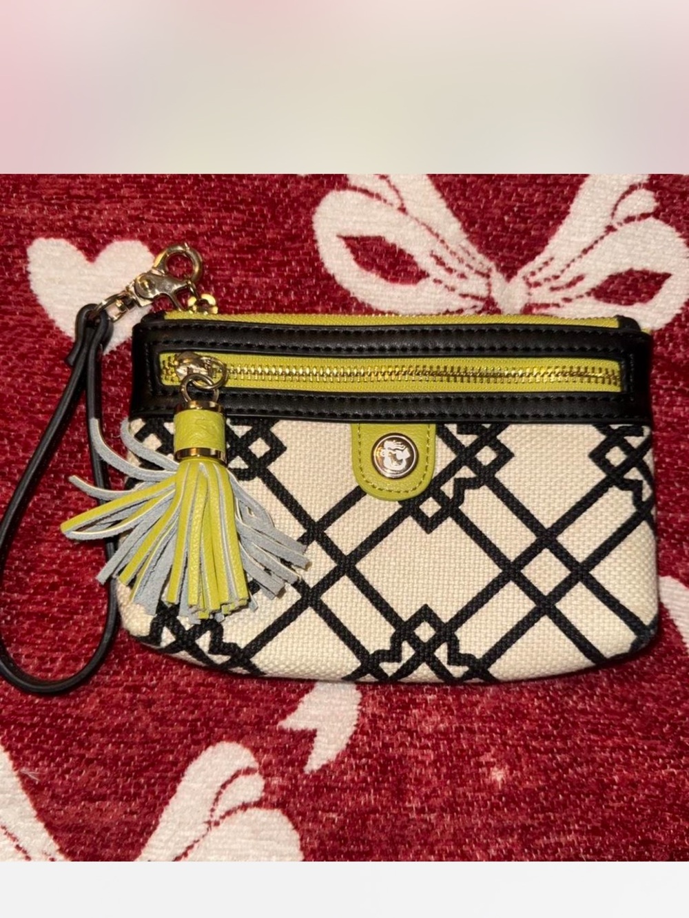 Spartina Dalfuskie Canvas Wristlet Clutch in Yellow and Black